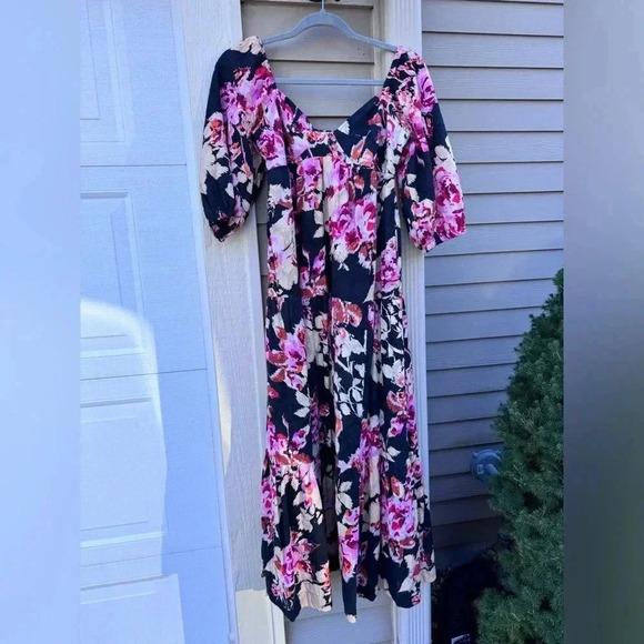 Anthropologie Blossom Textured Floral Smocked Back Maxi Dress Pockets - Picture 5 of 11